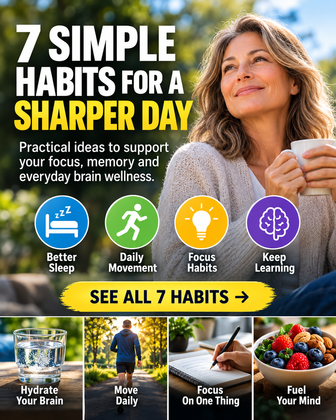 Focus Reset visual: seven simple habits for a sharper day
